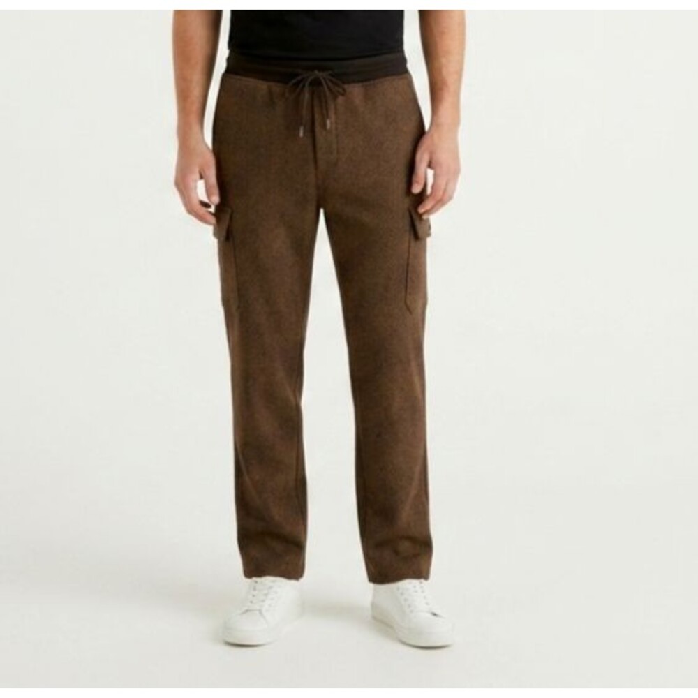 Banana Republic Mens XL Wool Blend Twill Cargo Jogger Pants Dark Spiced Rum EUC